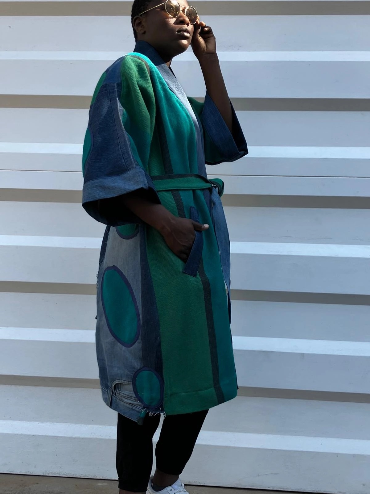 Kimono lungo verde e blu (1)