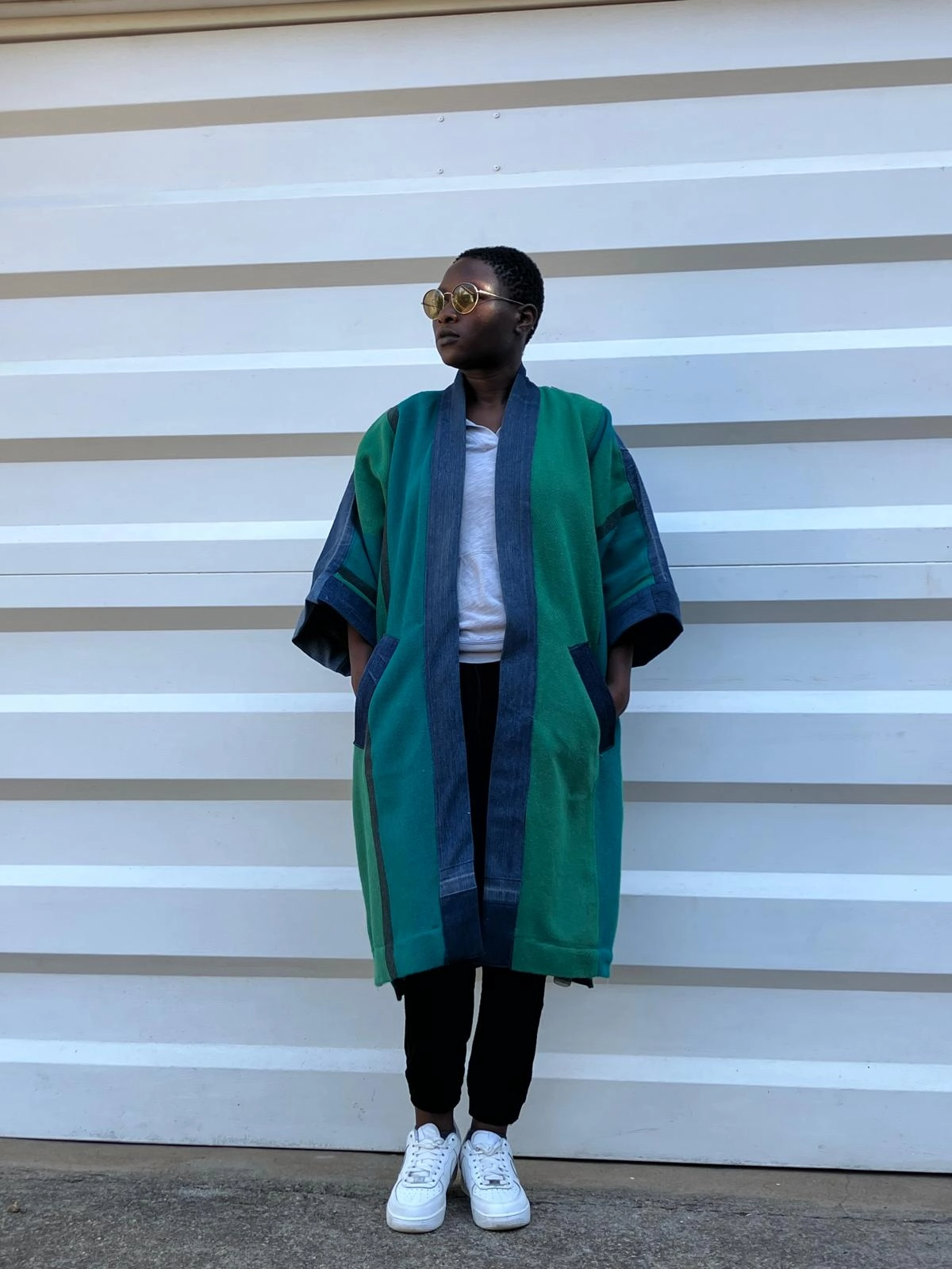 Kimono lungo verde e blu (11)