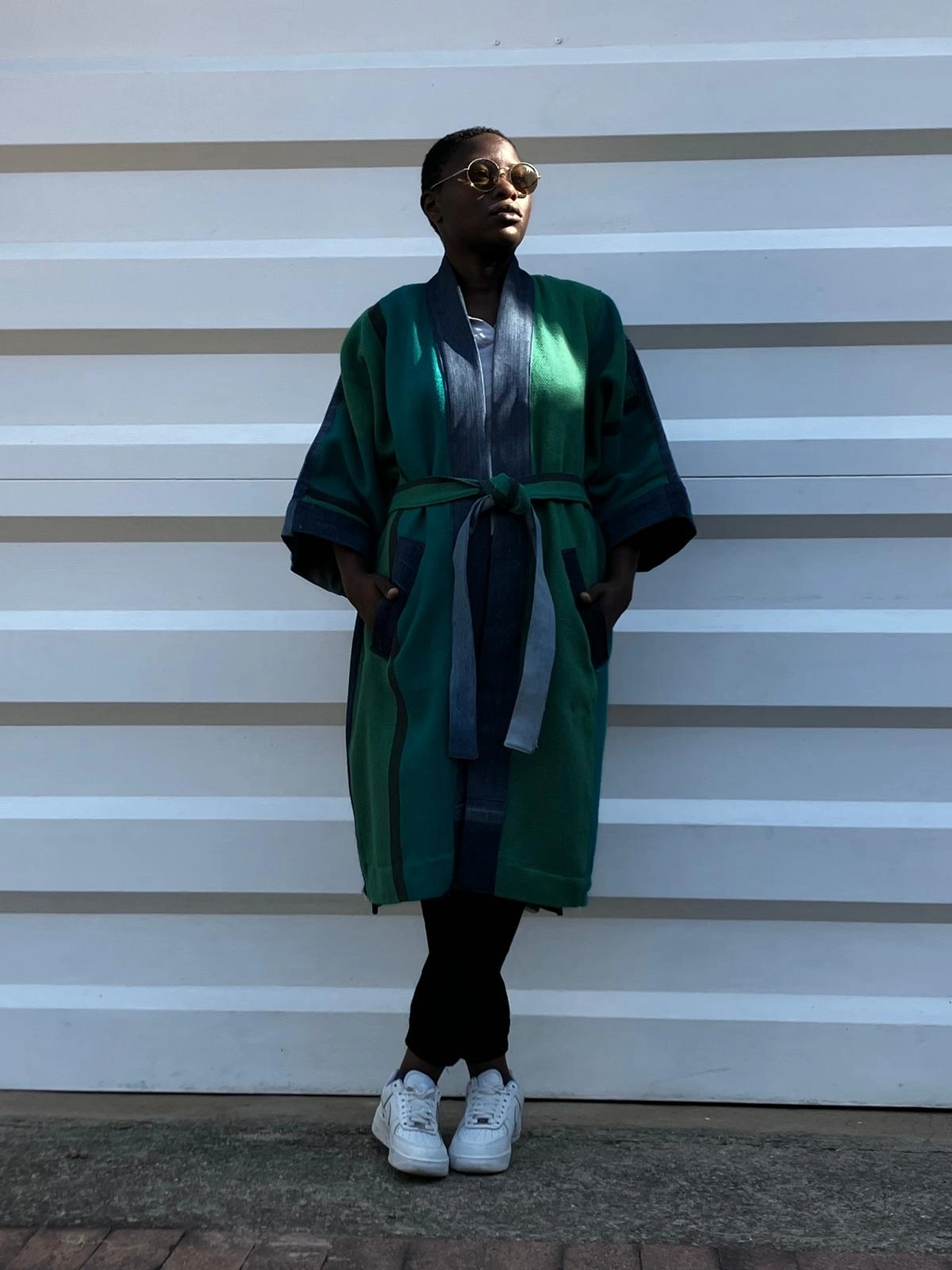 Kimono lungo verde e blu (4)