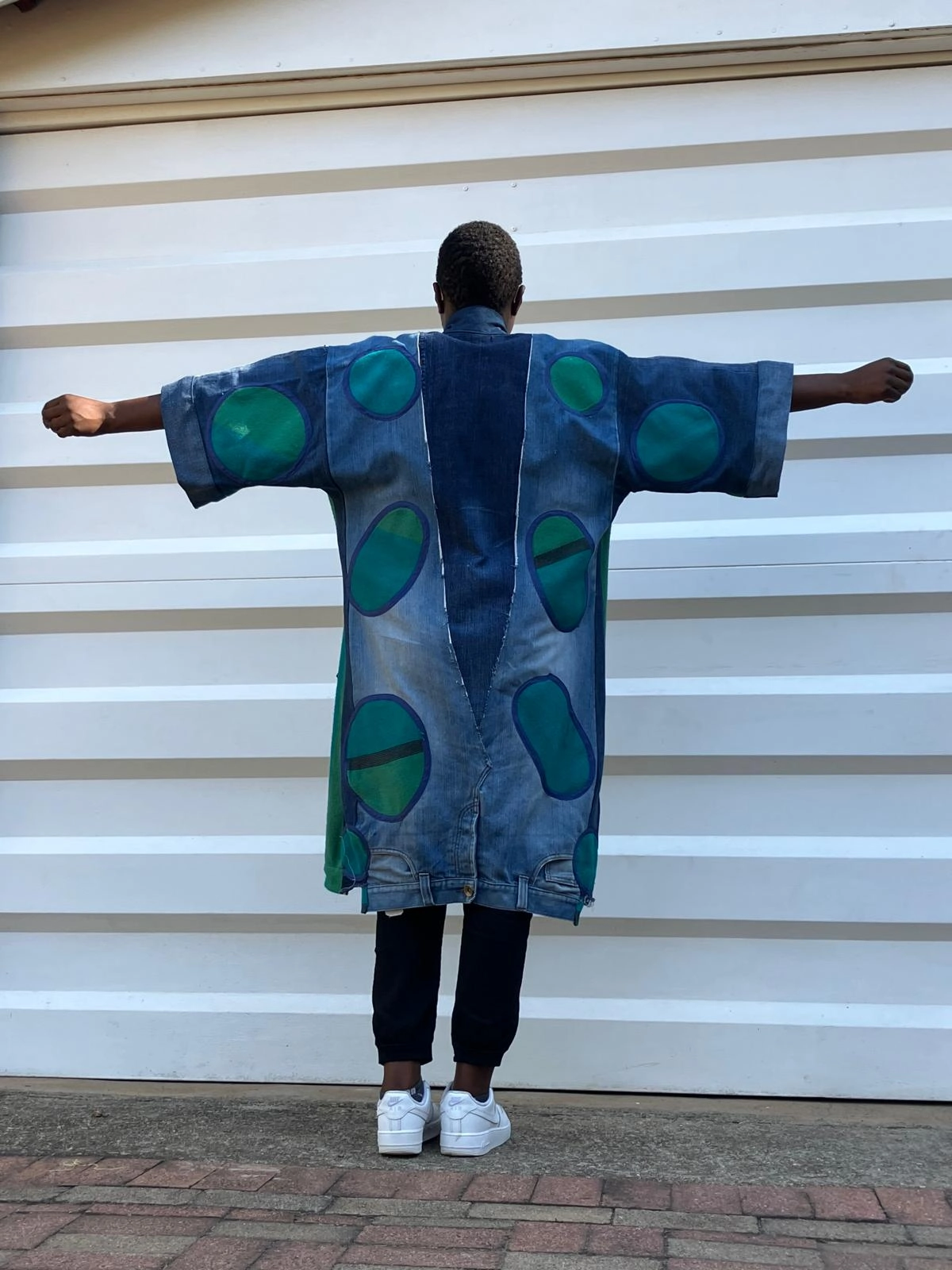 Kimono lungo verde e blu (8)